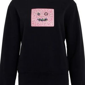 Black crewneck sweatshirt with square smiley